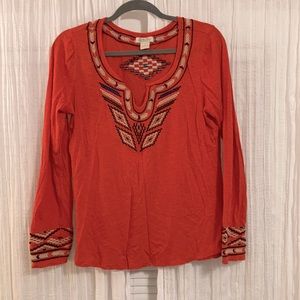 Lucky Brand Long-sleeve Embroidered Top